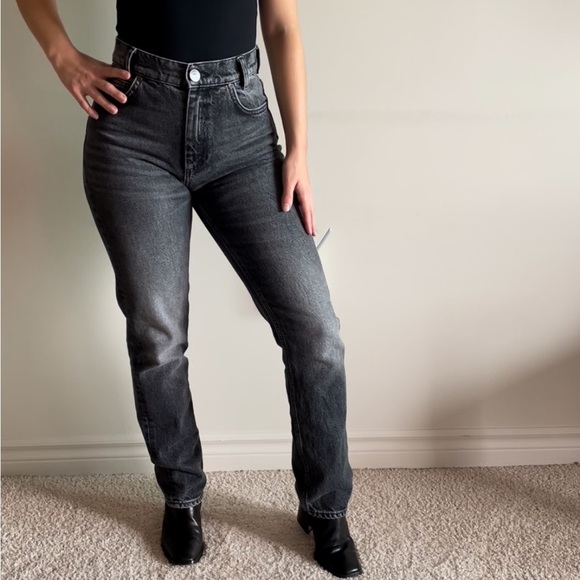Sandro Paris Black High Waisted Straight Leg Jeans Size 38/US Size 8 - Picture 6 of 12